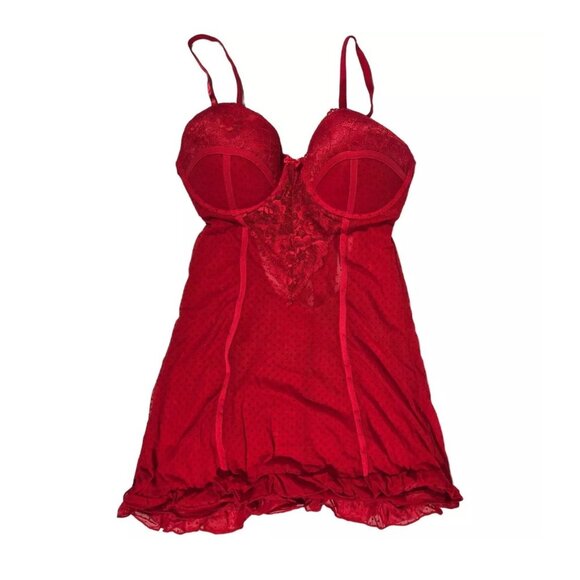 Fredericks of Hollywood NWT Adele Lace & Mesh Underwire Chemise Panty Set Sz Med - Picture 15 of 15